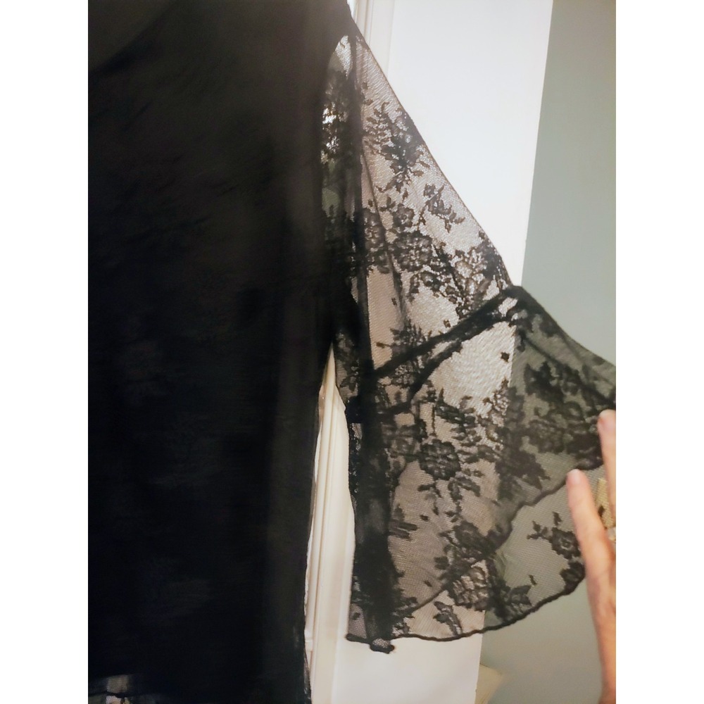 Black Floral Lace Bell Sleeve Blouse Plus Size 5XL Tagged Goth Romantic - Picture 2 of 6